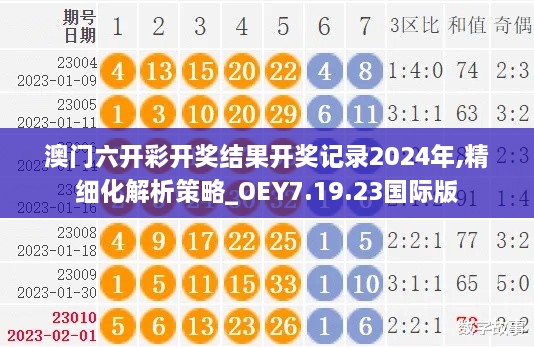 澳門六開彩開獎結(jié)果開獎記錄2024年,精細化解析策略_OEY7.19.23國際版