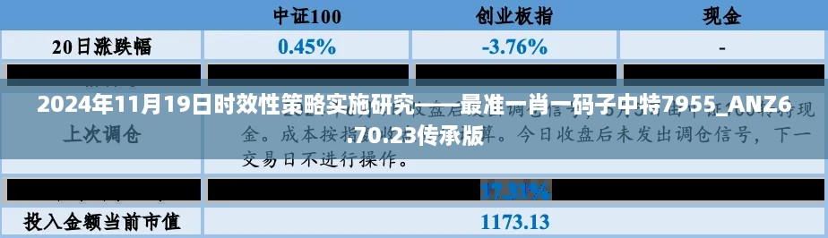 2024年11月19日時效性策略實施研究——最準(zhǔn)一肖一碼子中特7955_ANZ6.70.23傳承版