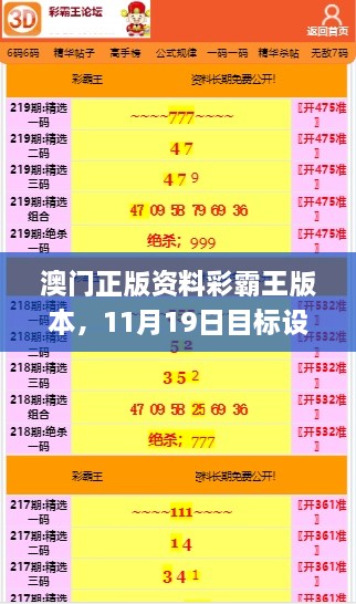 澳門正版資料彩霸王版本，11月19日目標(biāo)設(shè)定與解答實(shí)施_FRV1.40.42優(yōu)雅版