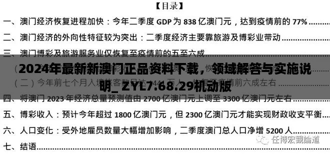 2024年最新新澳門正品資料下載，領(lǐng)域解答與實施說明_ ZYL7.68.29機動版