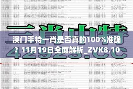 澳門平特一肖是否真的100%準確？11月19日全面解析_ZVK8.10.37版本發(fā)布