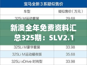 新澳全年免費資料匯總325期：SLV2.15.70版本統(tǒng)計分析與解釋