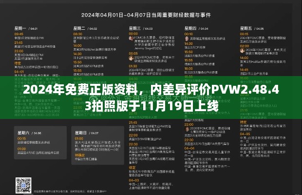 2024年免費(fèi)正版資料，內(nèi)差異評(píng)價(jià)PVW2.48.43拍照版于11月19日上線