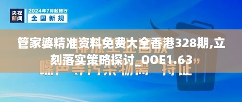 管家婆精準(zhǔn)資料免費大全香港328期,立刻落實策略探討_OOE1.63