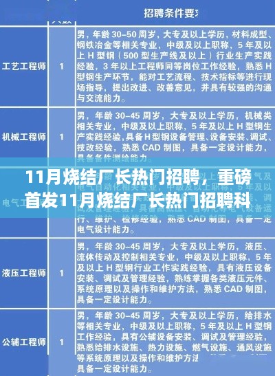 重磅首發(fā)，智能燒結系統(tǒng)引領未來科技生活新紀元，尋找優(yōu)秀燒結廠長