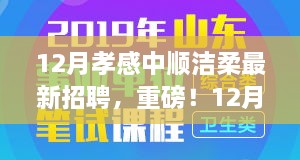 孝感中順潔柔12月最新招聘啟事，職場(chǎng)新星挑戰(zhàn)，崗位空缺等你來填補(bǔ)