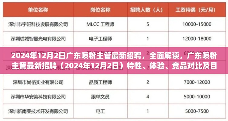 廣東噴粉主管最新招聘解讀，特性、體驗(yàn)、競品對(duì)比與目標(biāo)用戶分析（2024年）