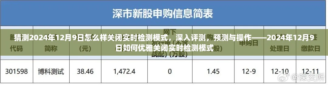 猜測2024年12月9日怎么樣關閉實時檢測模式，深入評測，預測與操作——2024年12月9日如何優(yōu)雅關閉實時檢測模式