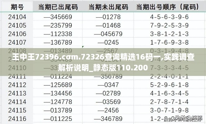 王中王72396.cσm.72326查詢精選16碼一,實(shí)踐調(diào)查解析說明_靜態(tài)版110.200