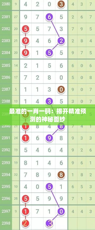 最準(zhǔn)的一肖一碼：揭開精準(zhǔn)預(yù)測的神秘面紗
