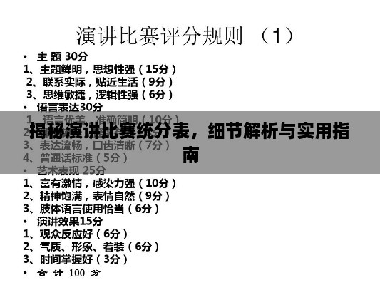 揭秘演講比賽統(tǒng)分表，細(xì)節(jié)解析與實(shí)用指南