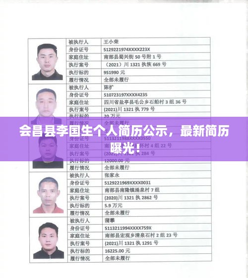 會昌縣李國生個人簡歷公示，最新簡歷曝光！