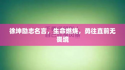 徐坤勵志名言，生命燃燒，勇往直前無畏境