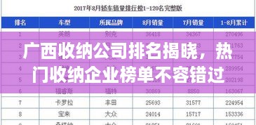 廣西收納公司排名揭曉，熱門收納企業(yè)榜單不容錯(cuò)過！